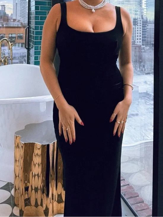 House of CB Yasmina Corset Black Velvet Gown - Picture 5 of 8